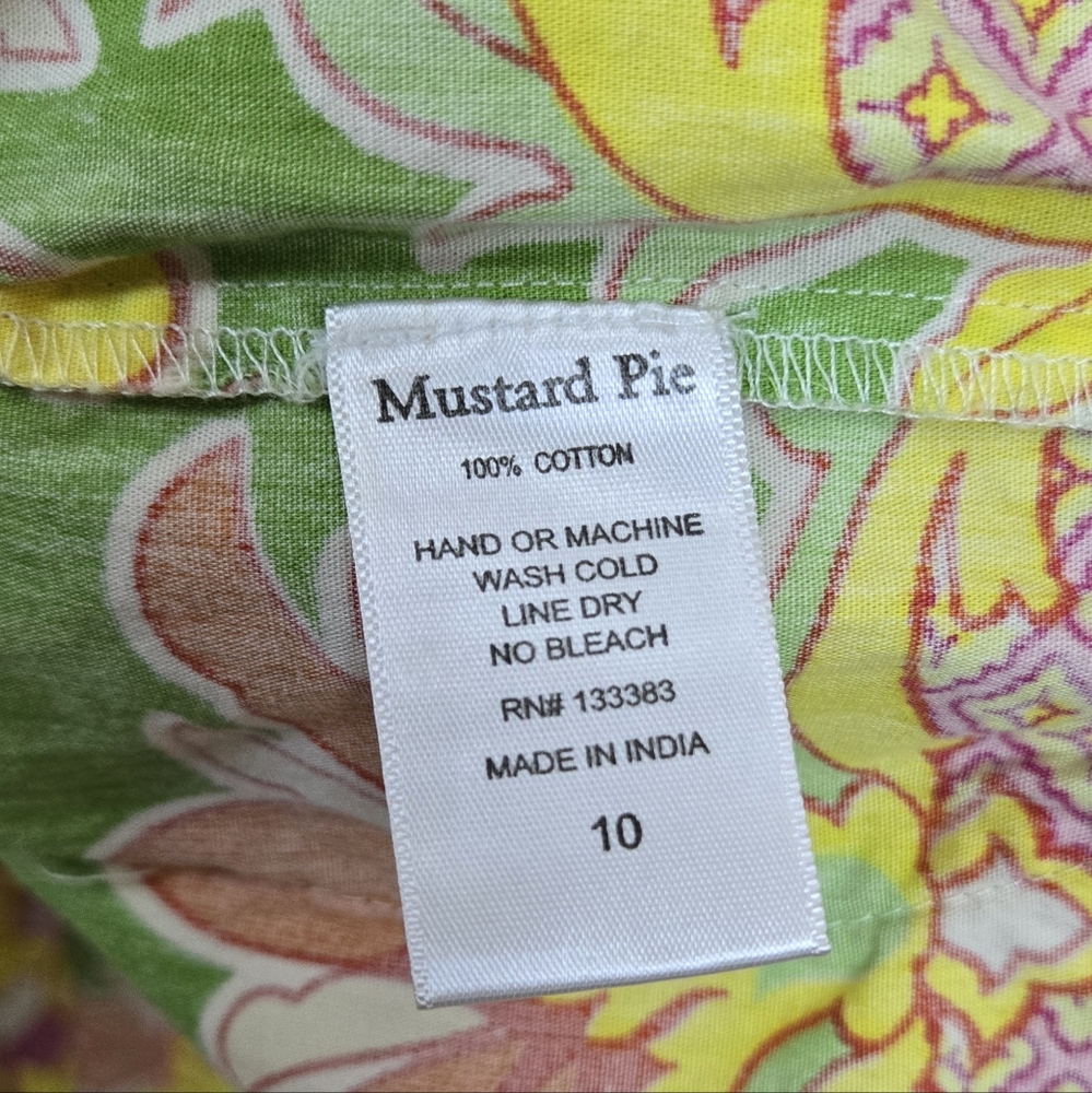 Mustard Pie Girls Pink Floral Multicolored Ruffled Tiered Sleeveless Dress Sz 10 - Picture 7 of 7